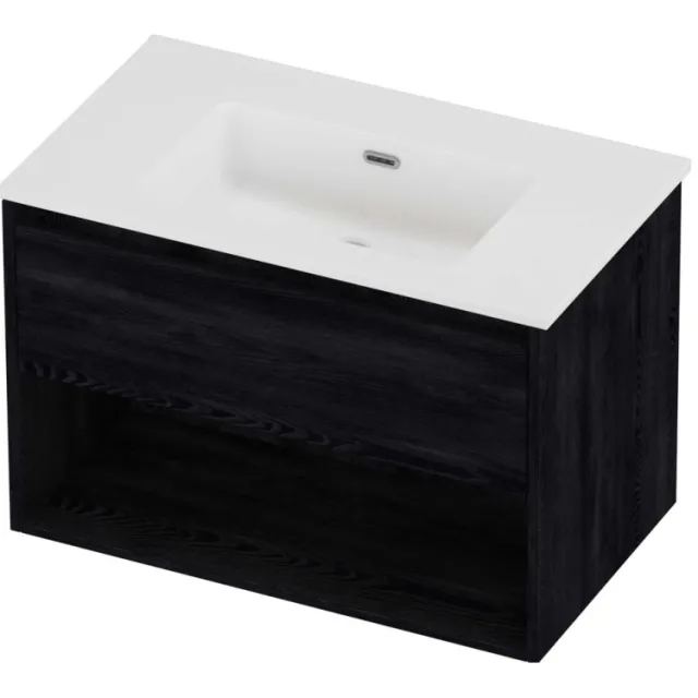 Proline Tribute Badmeubelset Porselein Elegant Schap 80x46x54 cm Mat White Black Oak Eiken