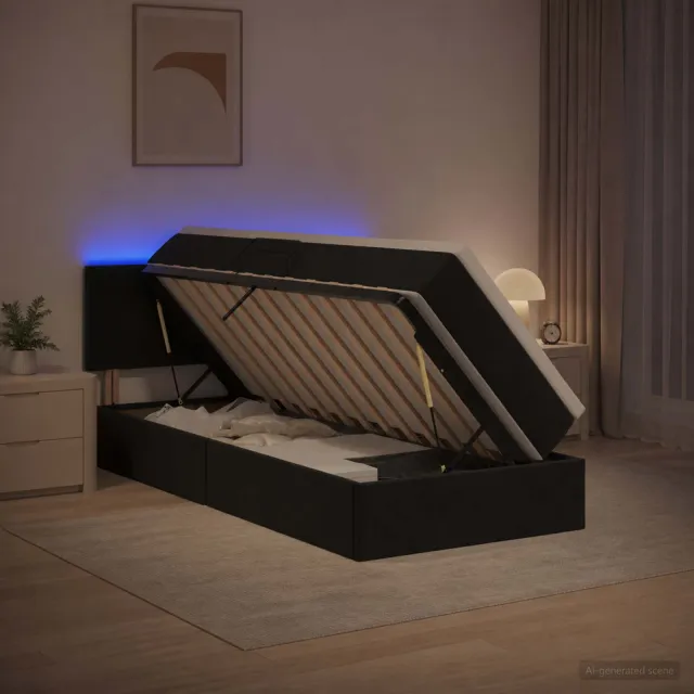 vidaXL LED Opslagbed met Matras Zwart 90 x 190 cm Fluweel