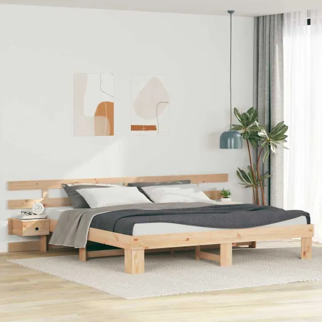 vidaXL Bedframe met hoofdeinde Bruin 200 x 200 cm Massief grenenhout