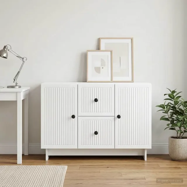vidaXL Dressoir Wit 89 x 34,5 x 60 cm Bewerkt hout, foto 2