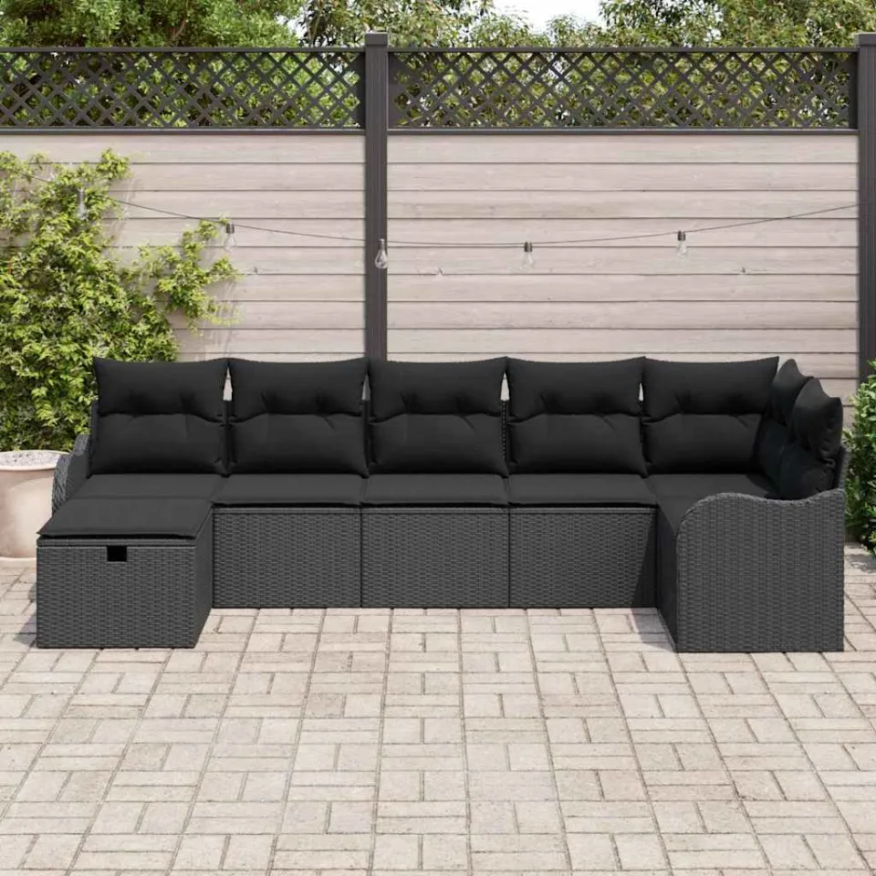 vidaXL Tuin Sofa Set 7 st Poly riet grijs, foto 3