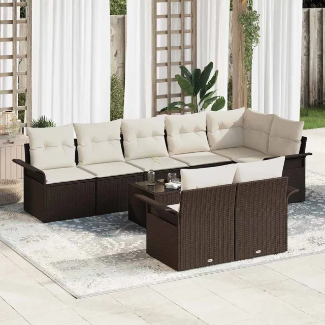 vidaXL Tuin Sofa Set 9 st Zwart poly rattan