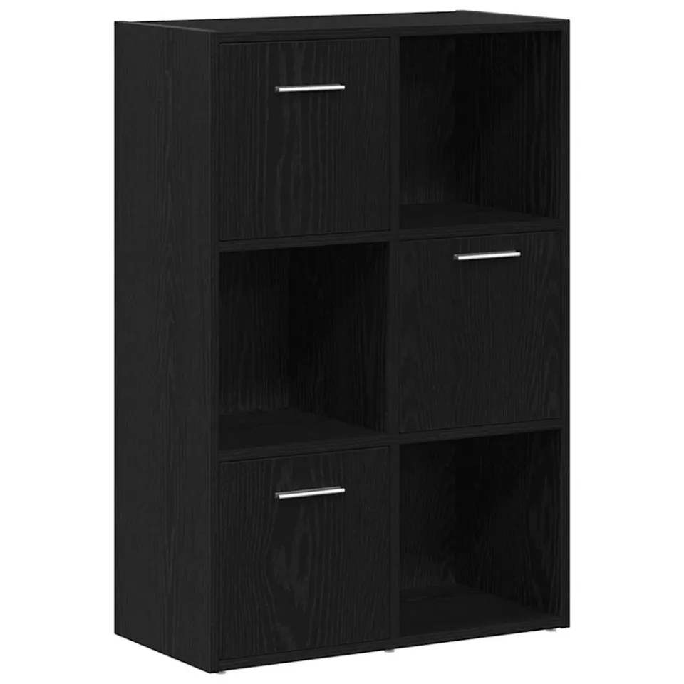 vidaXL Boekenkast/kamerverdeler zwart eiken 60,5x30x90cm bewerkt hout, foto 3