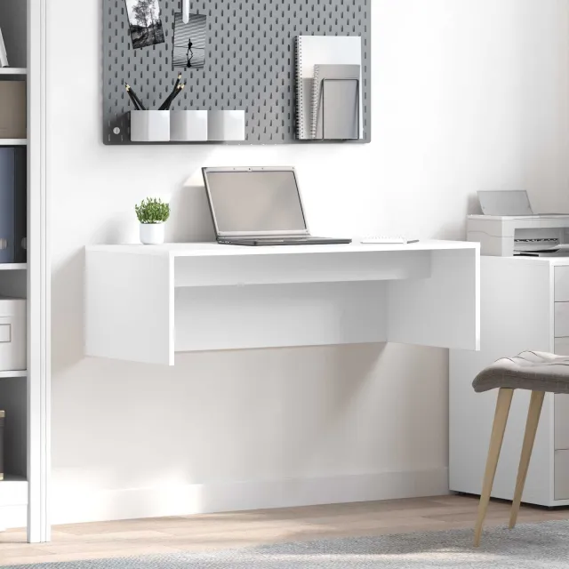 vidaXL Wandbureau Wit 100 x 45 x 30 cm Bewerkt hout