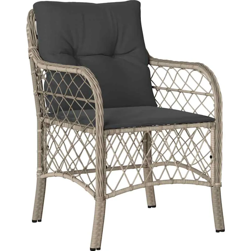 vidaXL 9-delige Tuinset met kussens poly rattan lichtgrijs