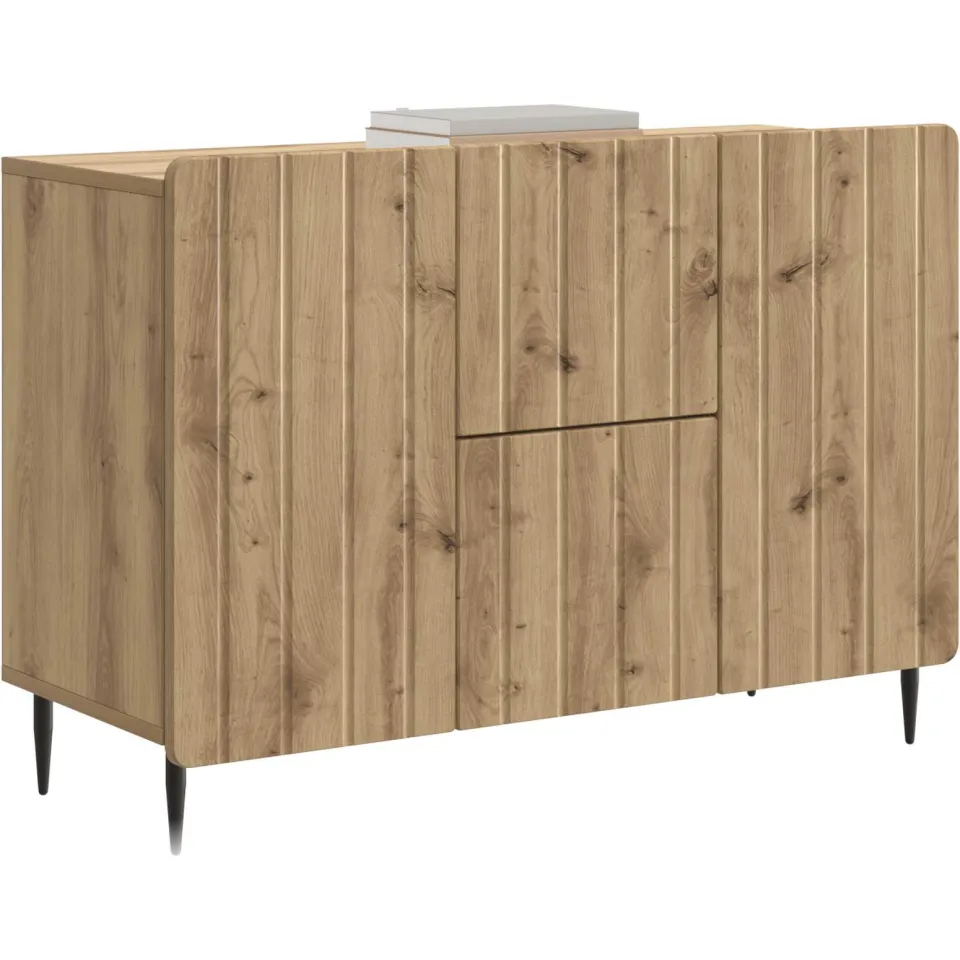 vidaXL Dressoir Artisanaal eiken 89 x 34,5 x 62 cm Bewerkt hout Bruin
