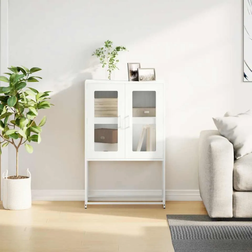 vidaXL Hoge kast 68x39x107 cm staal wit, foto 3