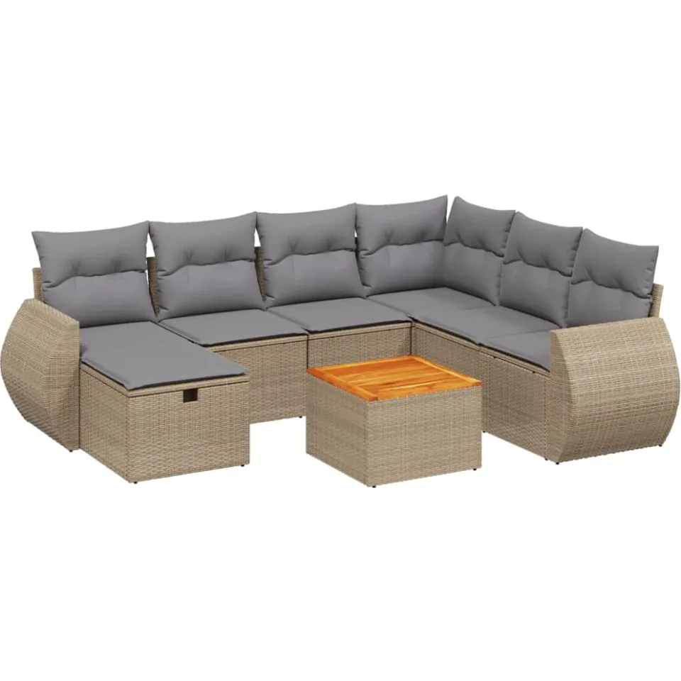 vidaXL Patio Sofa Set Mix Beige en Lichtgrijs, foto 3