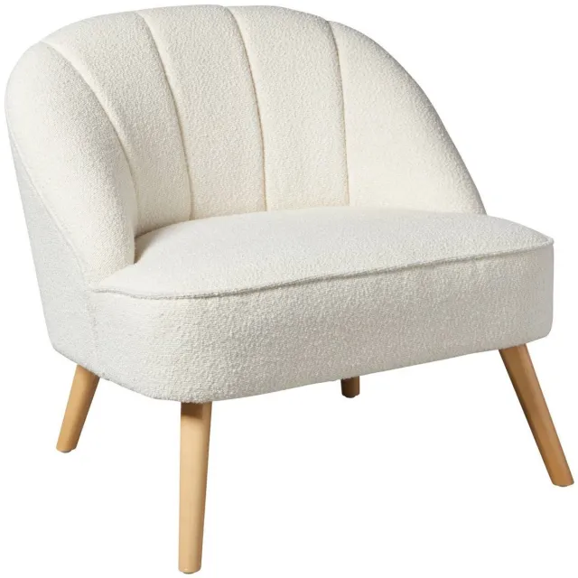 Atmosphera Scandinavische fauteuil van waterafstotende bouclé-stof NAOVA Blanc