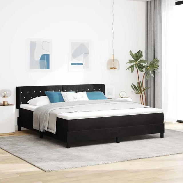vidaXL Boxspringbed met hoofdeinde Zwart 200 x 180 cm Fluweel