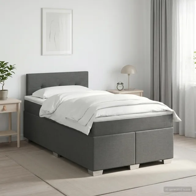 vidaXL Boxspringbed met matras Donkergrijs 120 x 200 cm Stof