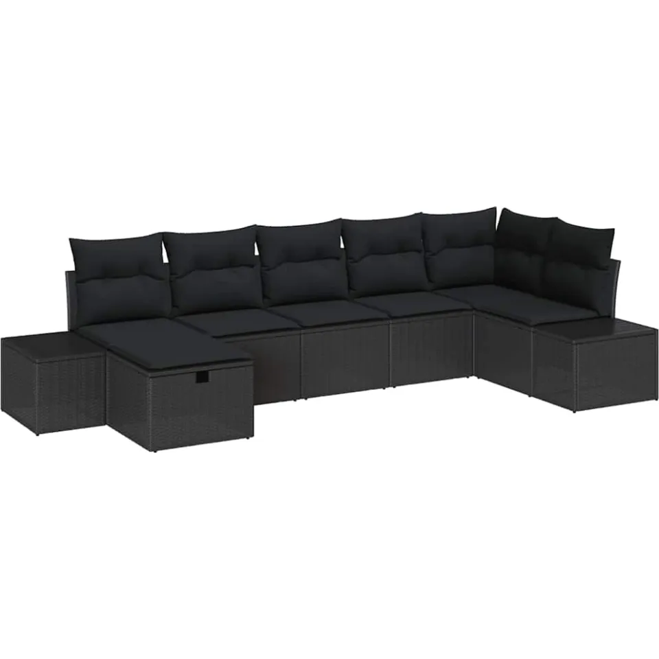 vidaXL Tuin Sofa Set 7 st Zwart poly rattan