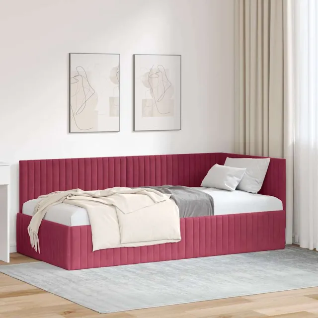 vidaXL Hoekbedframe Wijnrood 90 x 200 cm fluweel
