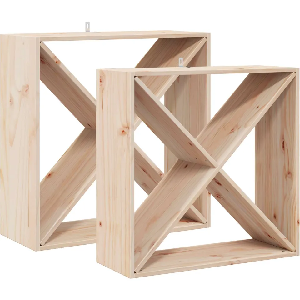 vidaXL Wijnrek 2 st Naturel 62 x 25 x 62 cm Massief grenenhout, foto 3