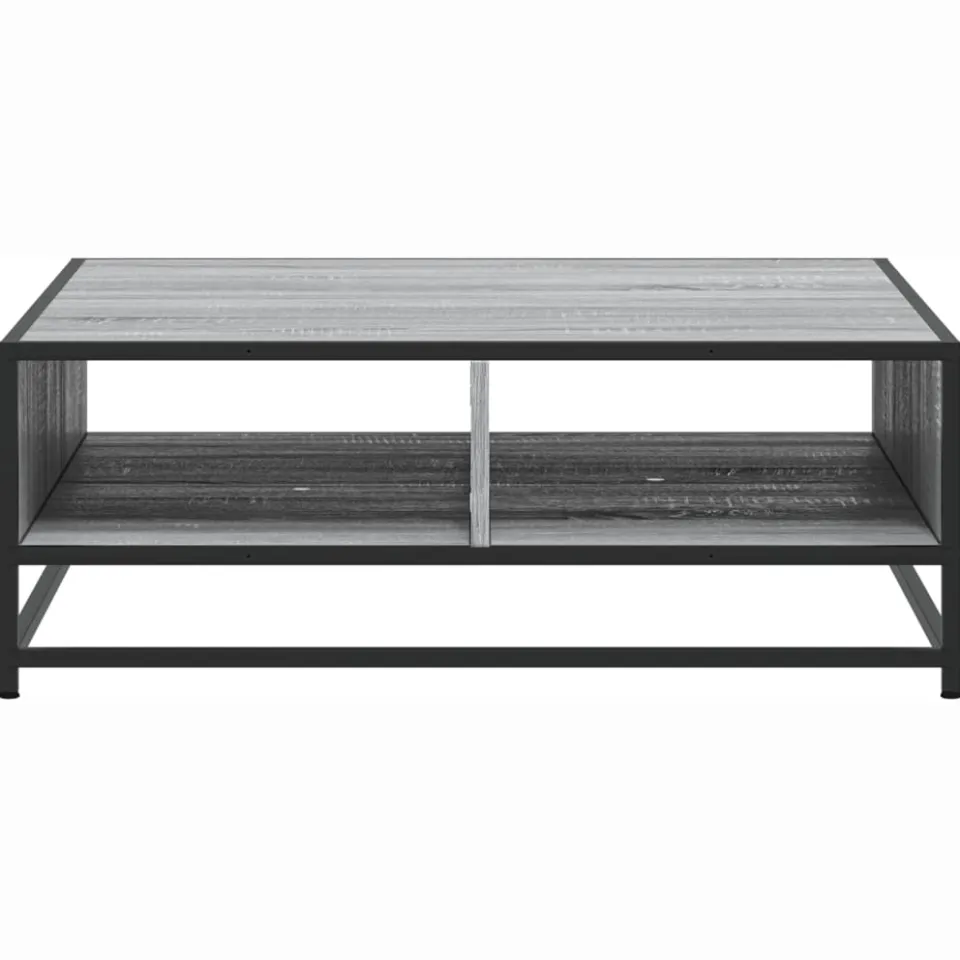 vidaXL Salontafel 80x80x30 cm bewerkt hout en metaal grijs sonoma