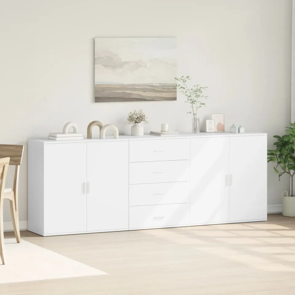 vidaXL Dressoirs 3 st bewerkt hout wit, foto 3