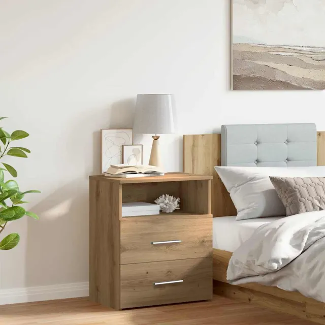 vidaXL Nachtkastje 50x32x60 cm bewerkt hout artisanaal eikenkleurig, foto 2