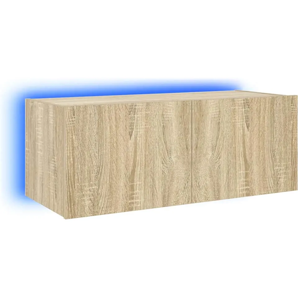 vidaXL Tv-wandmeubel met LED-verlichting 80x35x31 cm sonoma eikenkleur Bruin