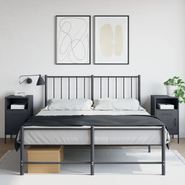 vidaXL Nachtkastjes 2 st 36x39x68 cm staal antracietkleurig Anthraciet