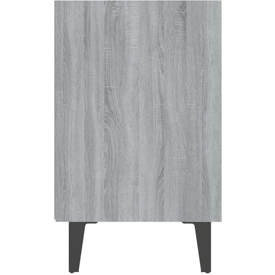 vidaXL Nachtkastje met metalen poten 40x30x50 cm grijs sonoma eiken, foto 4