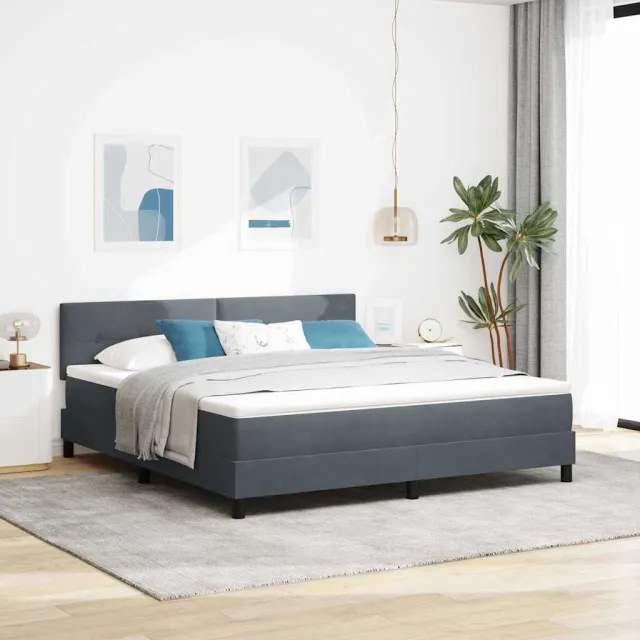 vidaXL Boxspringbed met hoofdeinde Donkergrijs 180 x 200 cm Fluweel