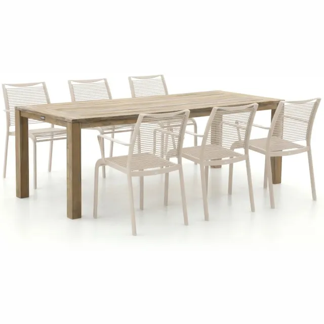 Apple Bee Hawaii/ROUGH-S 220cm dining tuinset 7-delig stapelbaar Bruin