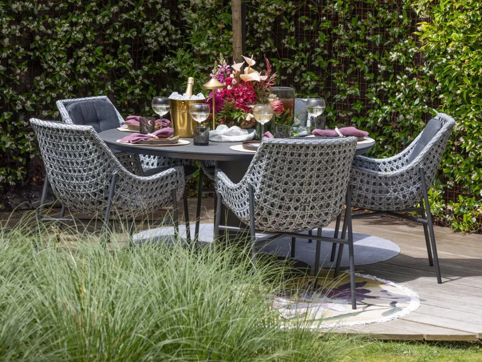 Bellagio tuinmeubelen Bellagio La Fonte dining tuintafel ø 150cm grijs, foto 3