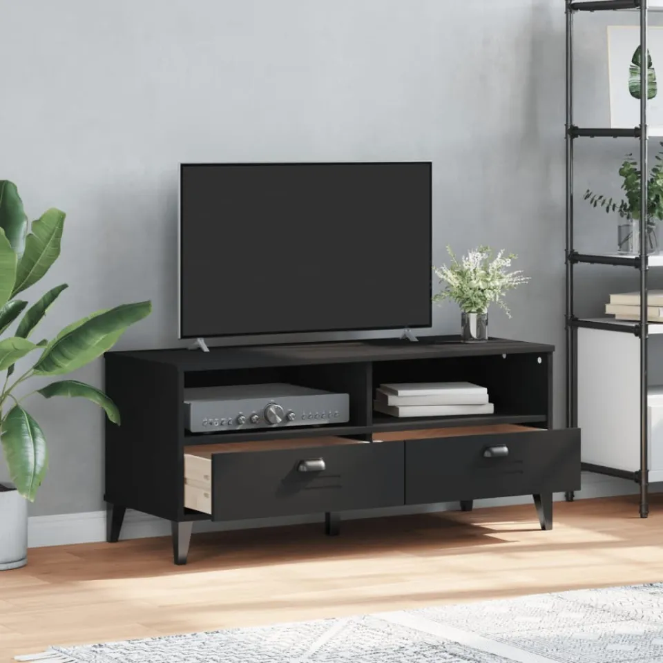 vidaXL Tv-meubel VIKEN bewerkt hout zwart, foto 3