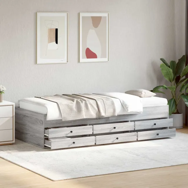 vidaXL Bedframe met opslag Grijs Sonoma 80 x 200 cm Bewerkt hout