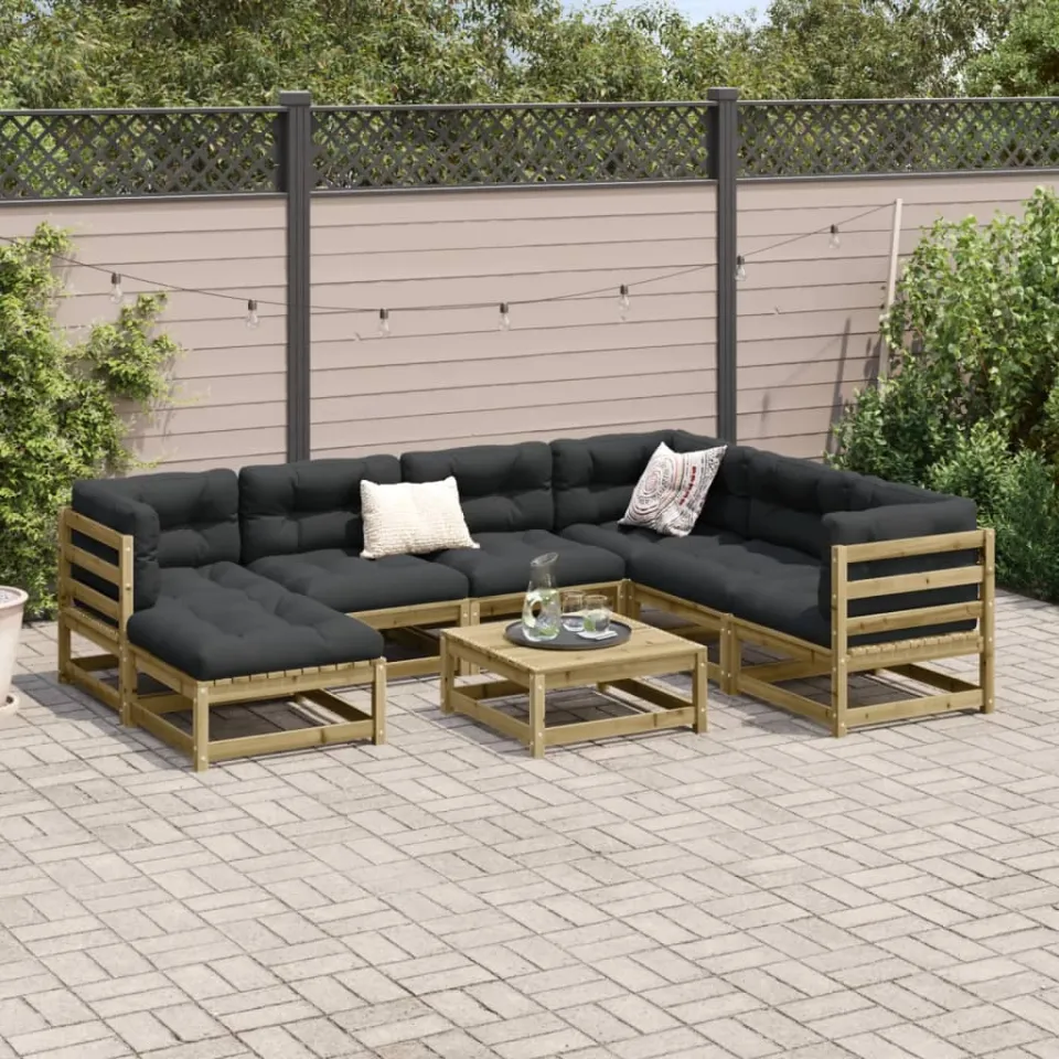 vidaXL 8-delige Loungeset geïmpregneerd grenenhout bruin, foto 3