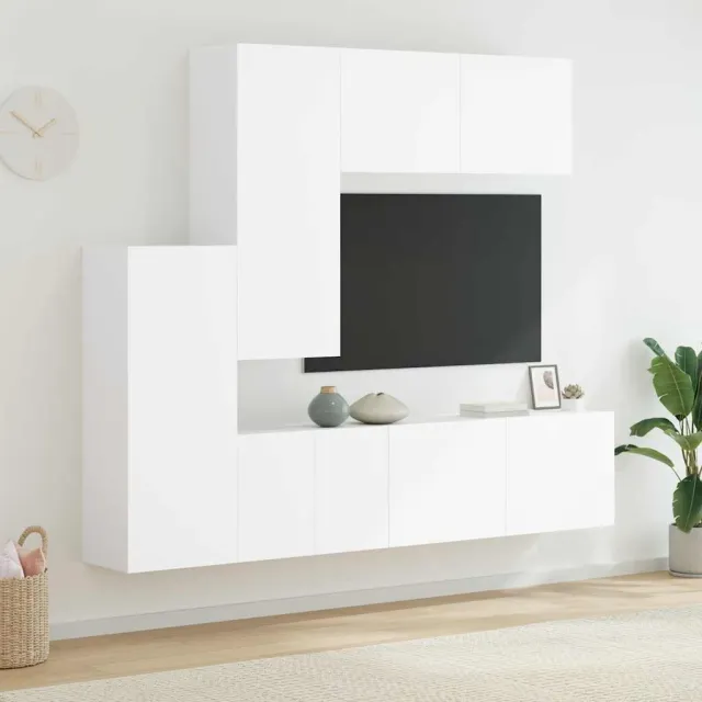 vidaXL 5-delige Tv-meubelset bewerkt hout wit, foto 2