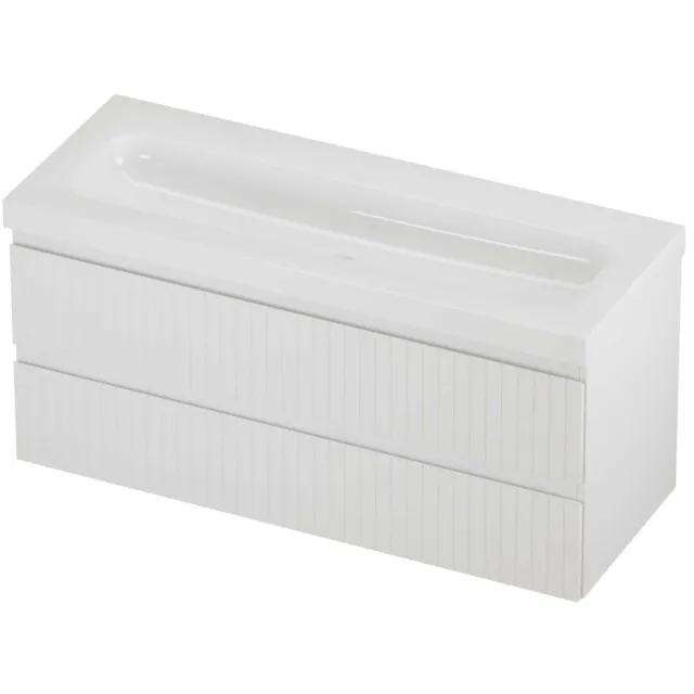 Proline Haga Badmeubelset Polystone Mezza 120x46x58 cm Glans Wit Mat Wit
