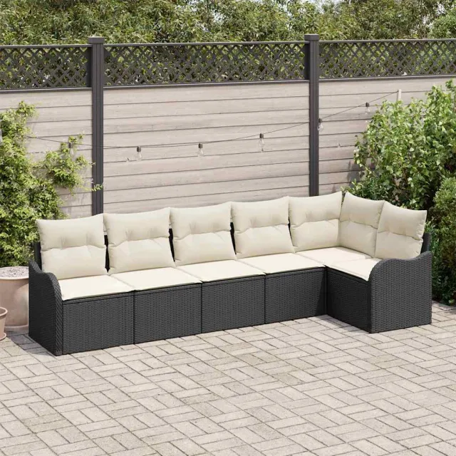 vidaXL Tuin Sofa Set 6 st Zwart poly rattan, foto 2