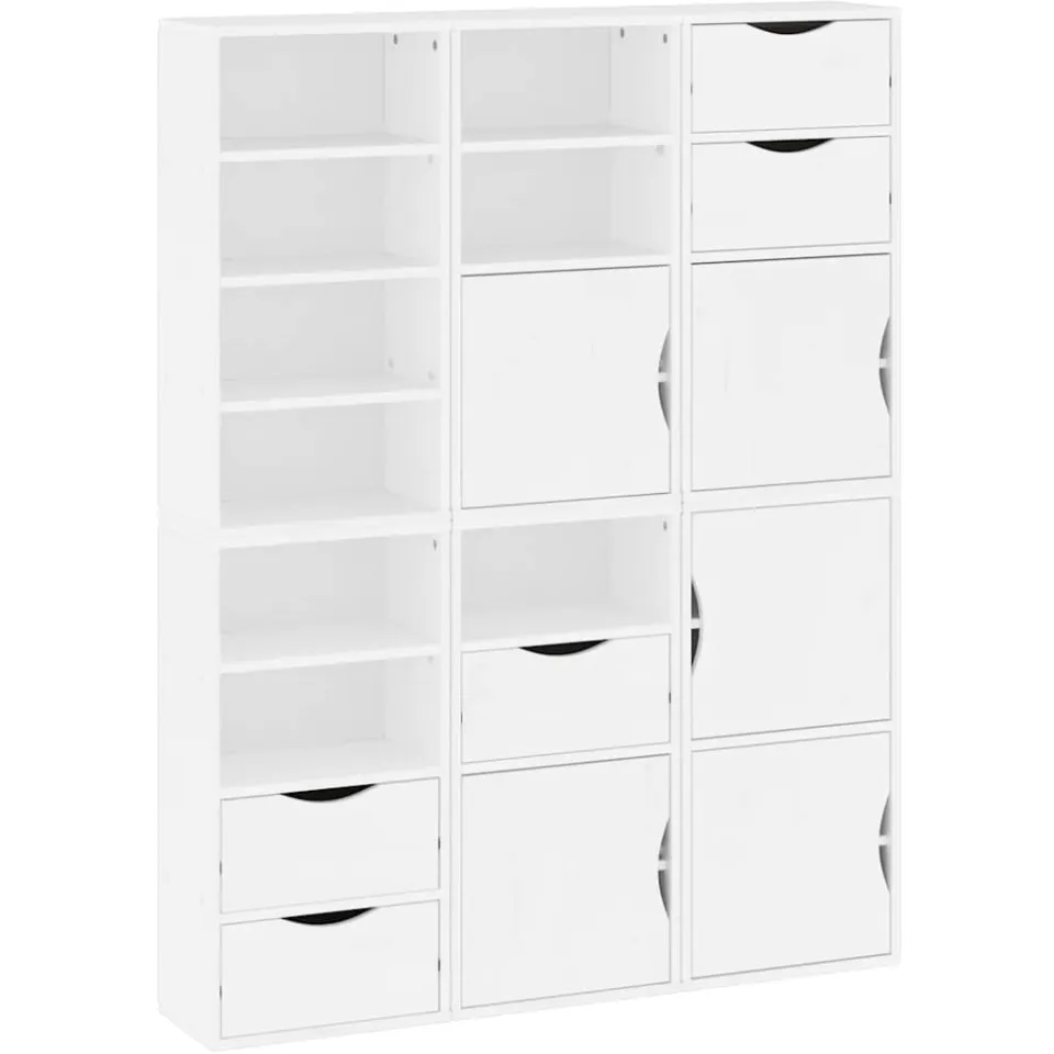 vidaXL Bijzetkasten 6 st ODDA 40x24x79 cm massief grenenhout wit wit