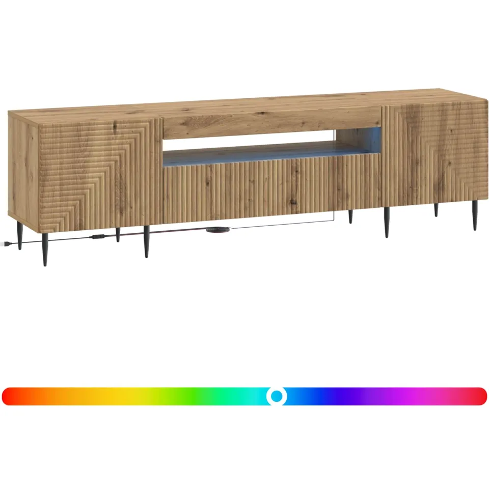 vidaXL LED tv-meubel HAARLEM 153 x 35 x 43 cm Artisanaal eiken Bruin