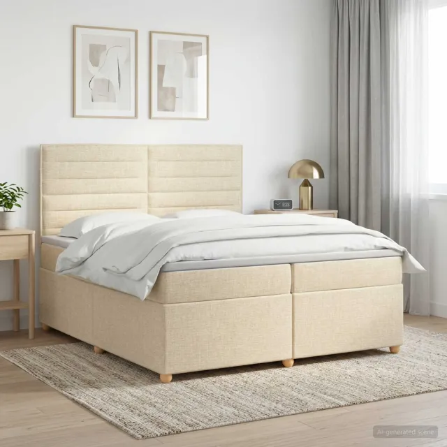vidaXL Boxspringbed met matras Crèmekleurig 200 x 200 cm Stof