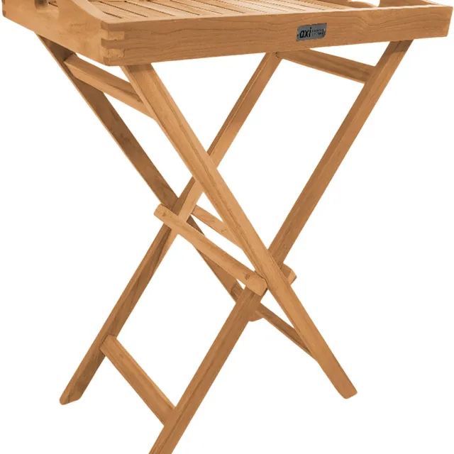 Axi Lora Teak Bijzettafel Opklapbaar – Met Afneembaar Dienblad – 60 x 35 x 75 cm – Teakhout – Lichtgewicht – Inklapbaar – Voor Tuin, Terras en Balkon Bruin