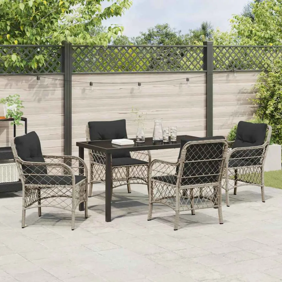 vidaXL Tuin eettafelset 5 st Lichtgrijs poly rattan, foto 3