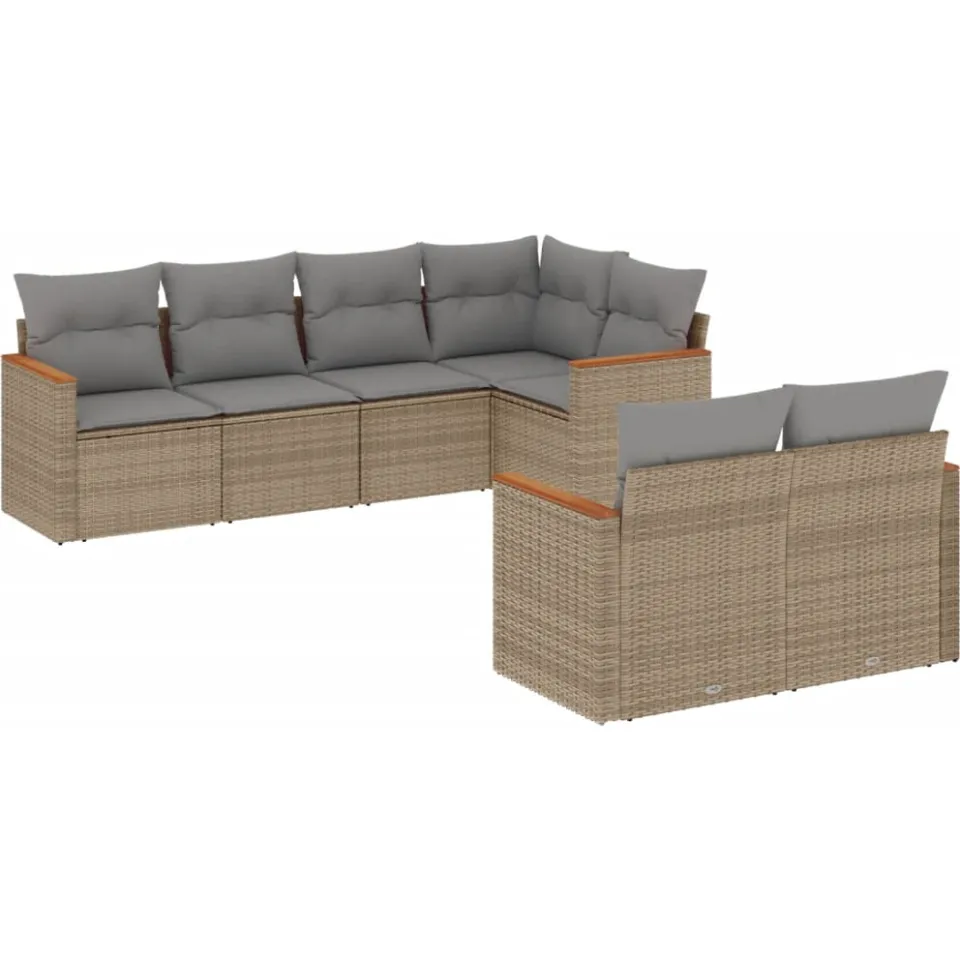 vidaXL Patio Sofa Set 7-zits Gemengd beige