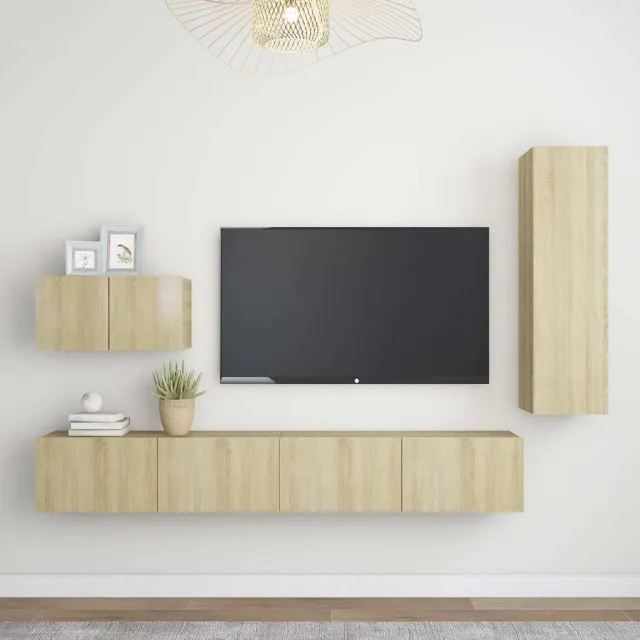 vidaXL 4-delige Tv-meubelset bewerkt hout sonoma eikenkleurig, foto 2