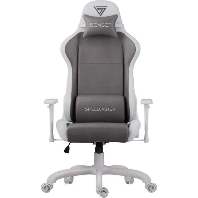 SENSE7 Spellcaster FUKU PU - Ergonomische Gaming Stoel - Bureaustoel Eco-Leer & Alcantara - Tot 120kg - Wit/Grijs