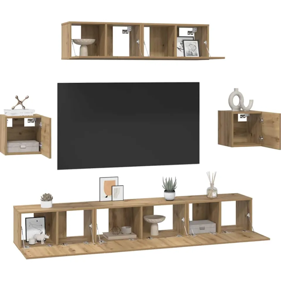 vidaXL Tv-meubelset 7 st 80 x 30 x 30 cm Artisan Eiken, foto 3