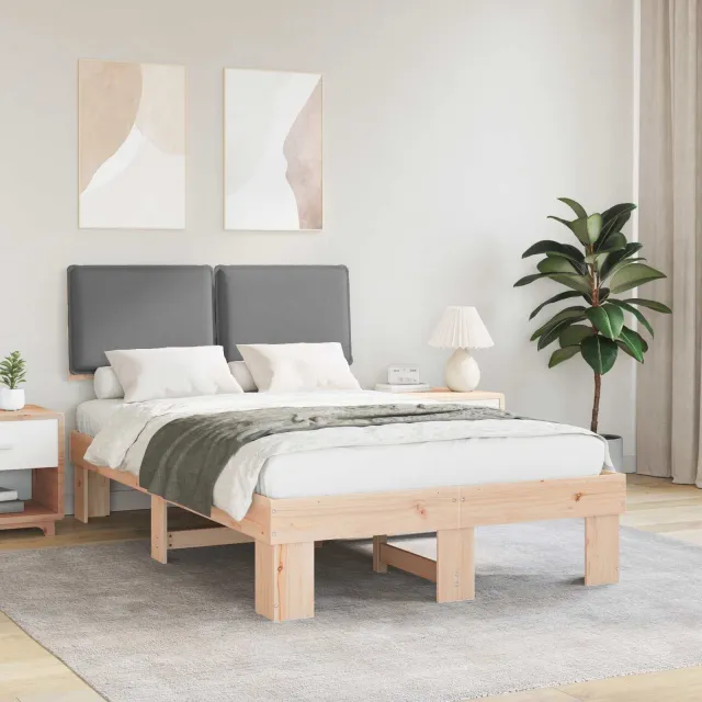 vidaXL Bedframe met Gevoerd Hoofdgedeelte Lichtgrijs 120 x 200 cm