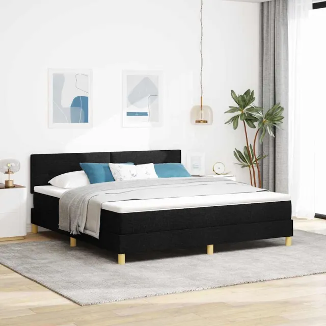 vidaXL Boxspringbed met kussen met hoofdeinde Zwart 180 x 200 cm Stof