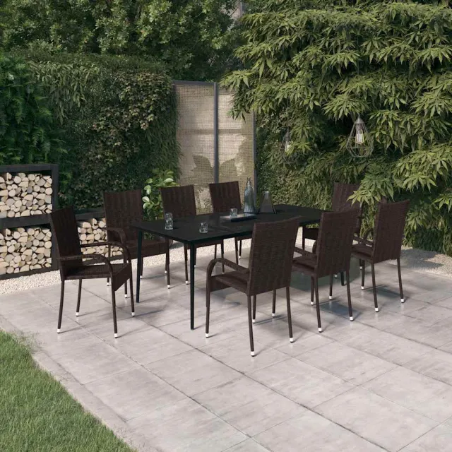 vidaXL 9-delige Tuinset bruin en zwart, foto 2