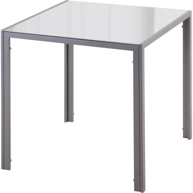 Homona Vierkante eettafel - Voor 4 personen - Met glazen blad - 75 x 75 x 75 cm - Grijs
