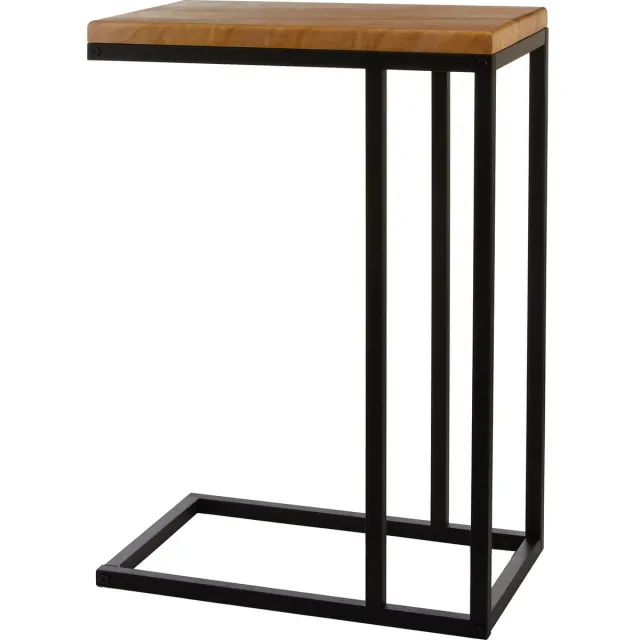 Mica Decorations Bijzettafel - 2x - Oskar - vierkant - hout/metaal - zwart - 46x30x66 cm