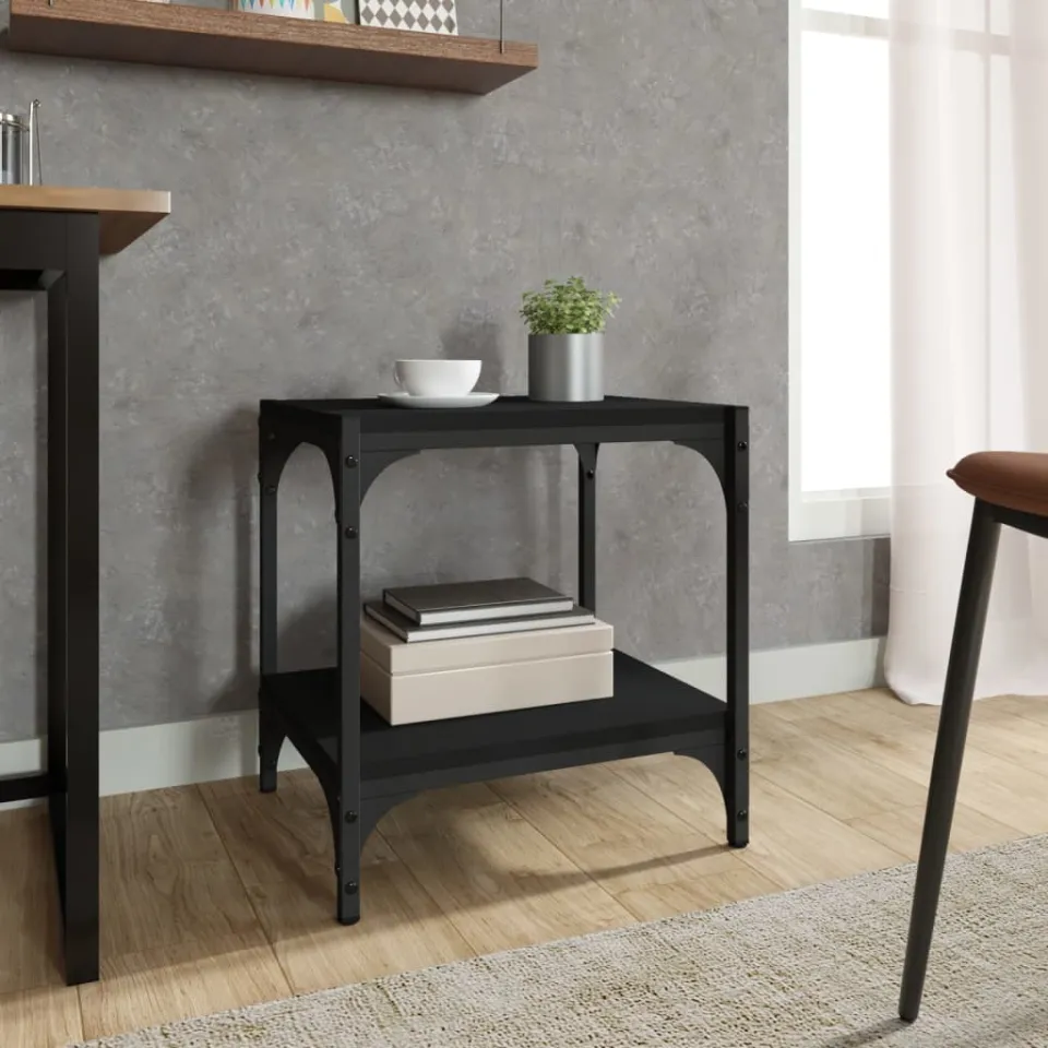 vidaXL Tv-meubel 40x33x41 cm bewerkt hout en staal zwart, foto 4