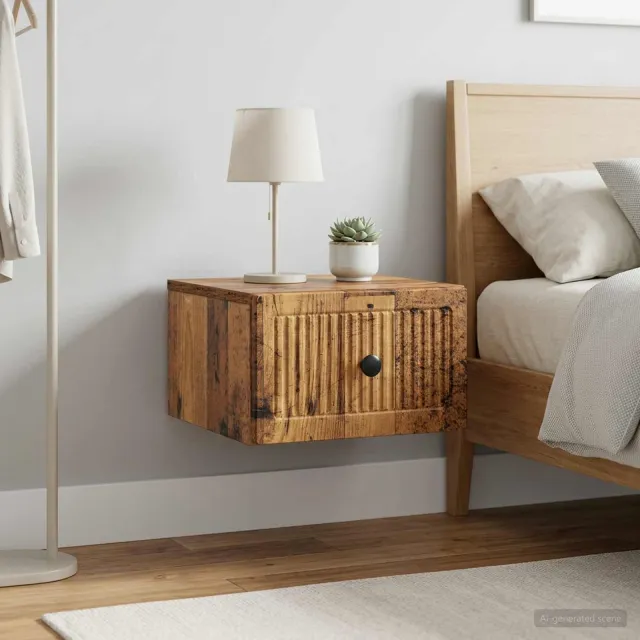vidaXL Wandbeugel Bedkast 2 st Oud hout 33 x 34,5 x 20 cm Bewerkt hout Bruin