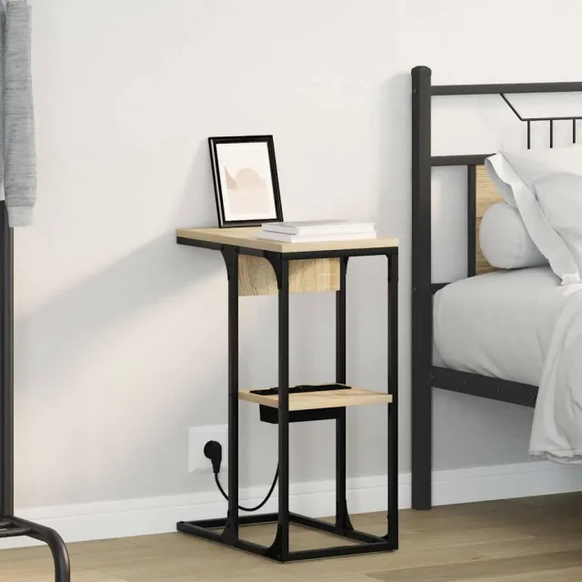 vidaXL Nachtkastje Sonoma Eiken 41,5 x 26 x 60,5 cm Bewerkt hout, foto 2